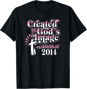 Created In Gods Image Established 2014 Christian Birthday T-Shirt - T-Shirt | Black