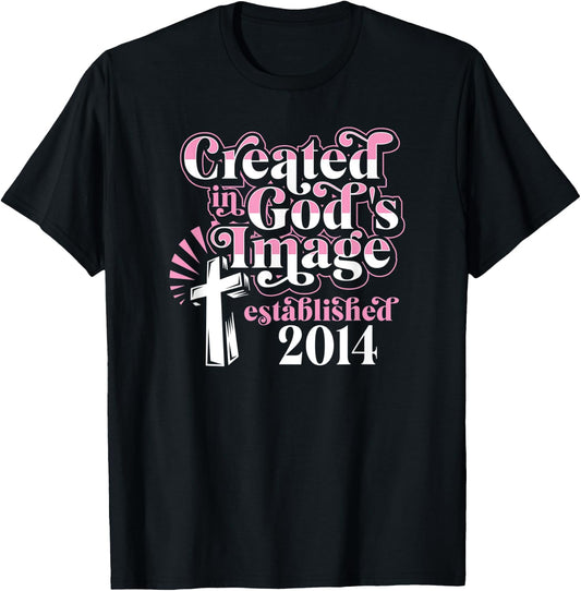 Created In Gods Image Established 2014 Christian Birthday T-Shirt - T-Shirt | Black