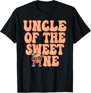 Uncle of The Sweet One Peach 1st Birthday on Peach T-Shirt - T-Shirt | Black