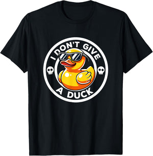 I Don't Give A Duck Irony And Sarcasm Yellow Duck -Adults , Black, Small, Short Sleeve, Humorous-Duck-Themed, Christmas, Winter T-Shirt - T-Shirt | Black