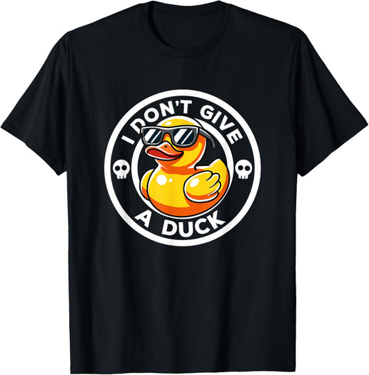 I Don't Give A Duck Irony And Sarcasm Yellow Duck -Adults , Black, Small, Short Sleeve, Humorous-Duck-Themed, Christmas, Winter T-Shirt - T-Shirt | Black