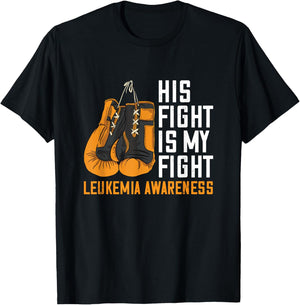 Leukemia My Fight Boxing Orange Ribbon Leukemia Awareness T-Shirt - T-Shirt | Black