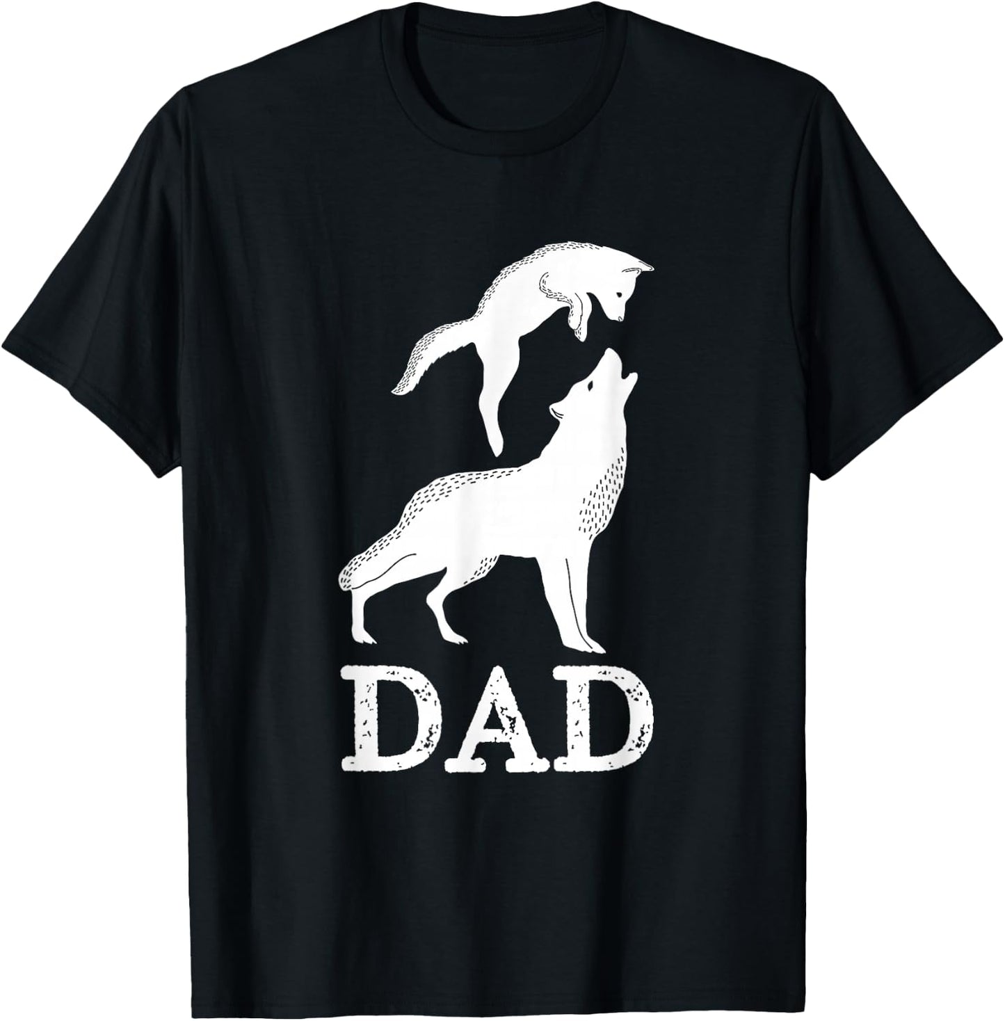 Dad Wolf & Baby Wolf and Love Family Design - Fathers Day T-Shirt - T-Shirt | Black