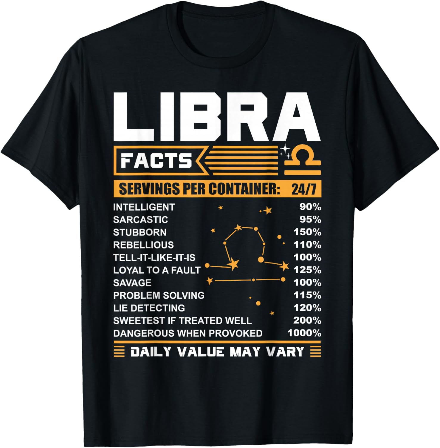 Libra Birthday Gifts - Libra Facts Funny T-Shirt - T-Shirt | Black