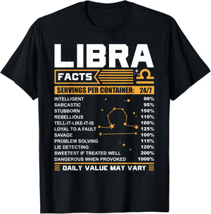 Libra Birthday Gifts - Libra Facts Funny T-Shirt - T-Shirt | Black