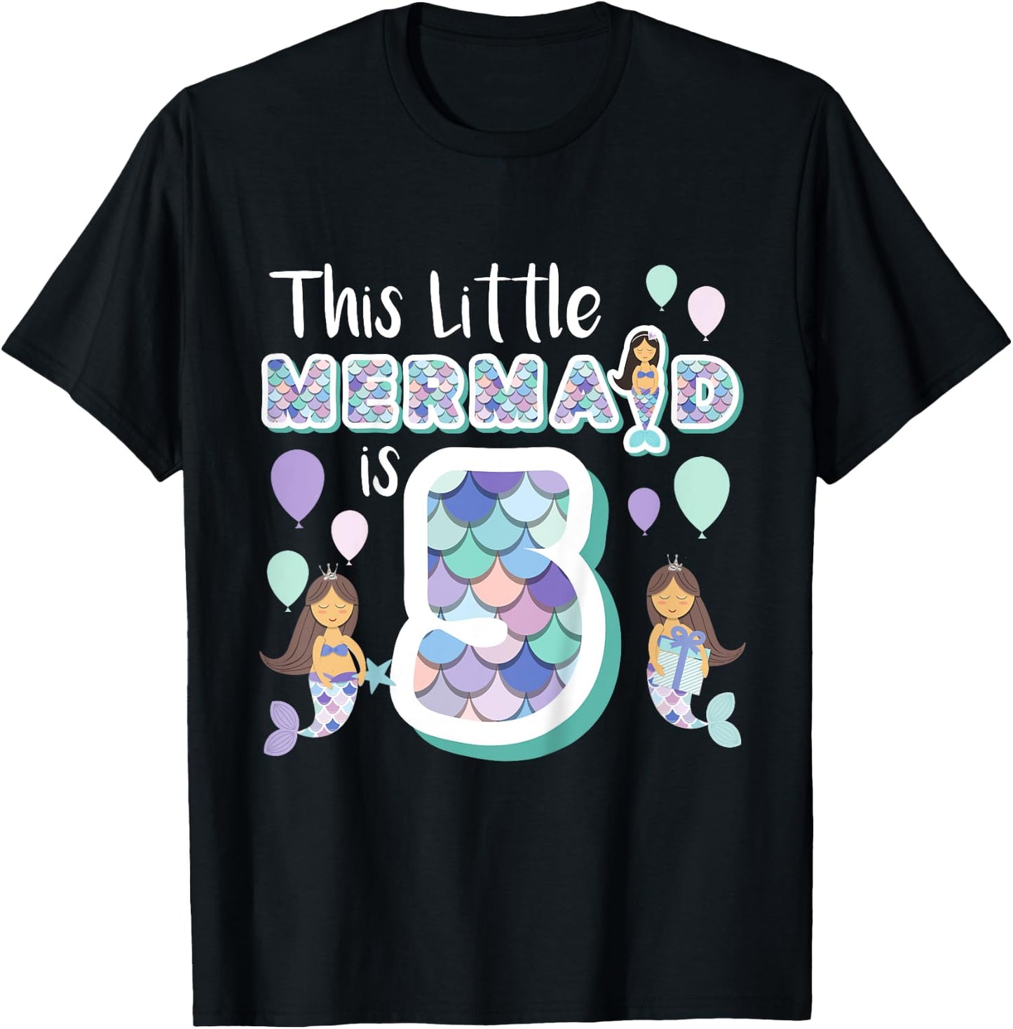 5 Year Old Mermaid Birthday Party Theme Girl 5th Girls Gift T-Shirt - T-Shirt | Black