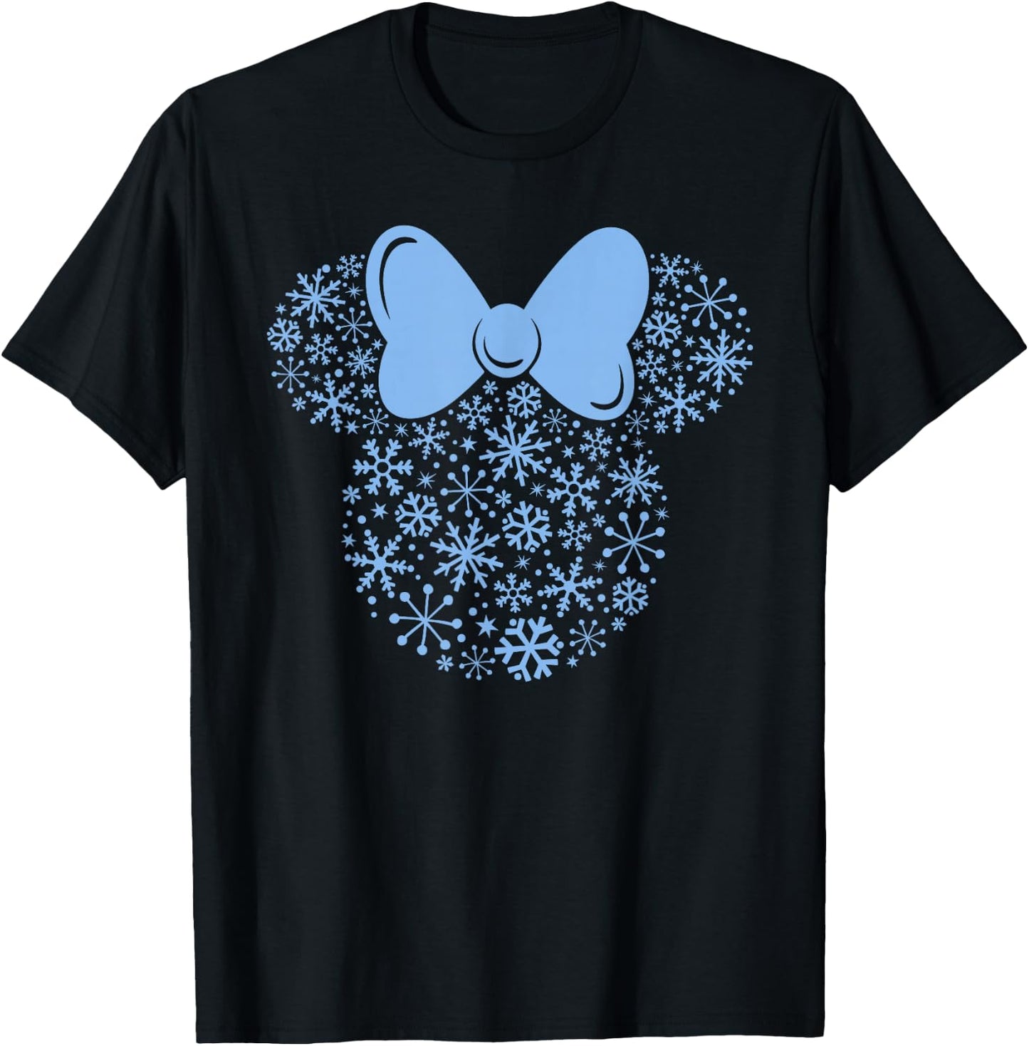 Disney Minnie Mouse Blue Snowflakes Icon Holiday T-Shirt - T-Shirt | Black