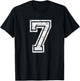 Vintage Number #7 Sport White Varsity Number T-Shirt - T-Shirt | Black