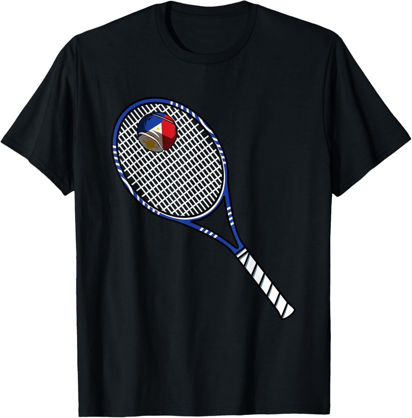 Tennis Racket And Ball Flag Of Philippines T-Shirt - T-Shirt | Black