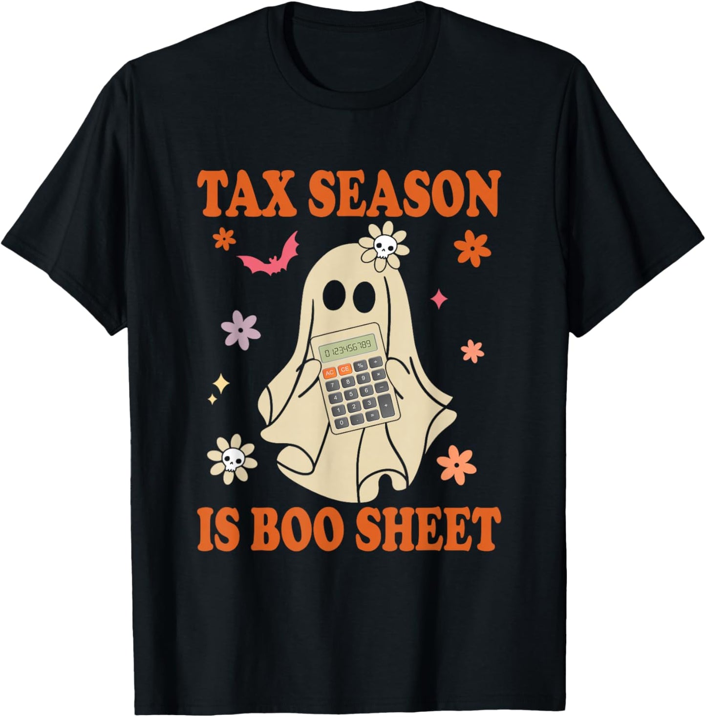 Funny Accountant Tax Season Is Boo Sheet CPA Halloween Ghost T-Shirt - T-Shirt | Black