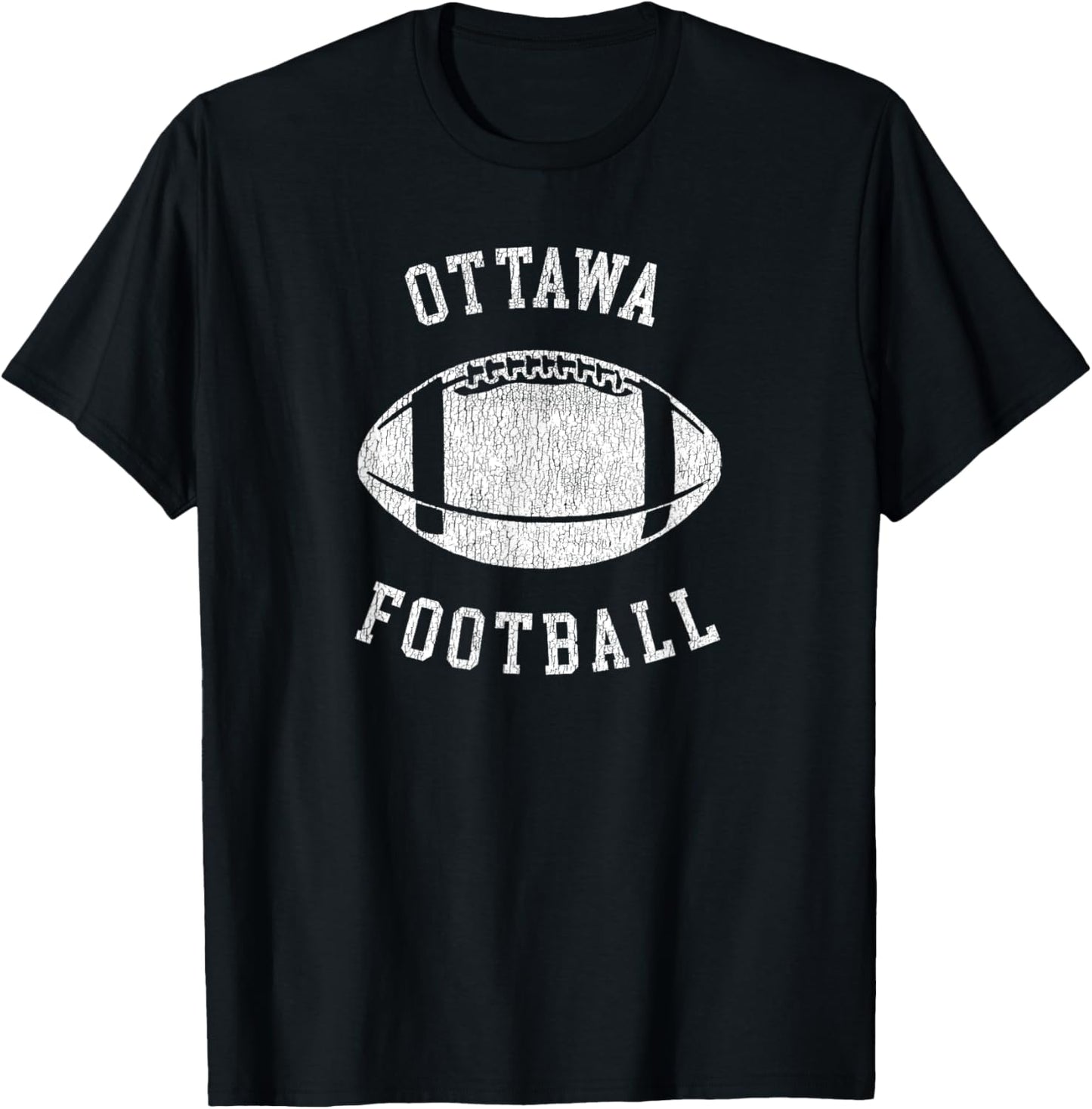 Ottawa Football Distressed Vintage 80's Throwback Classic T-Shirt - T-Shirt | Black