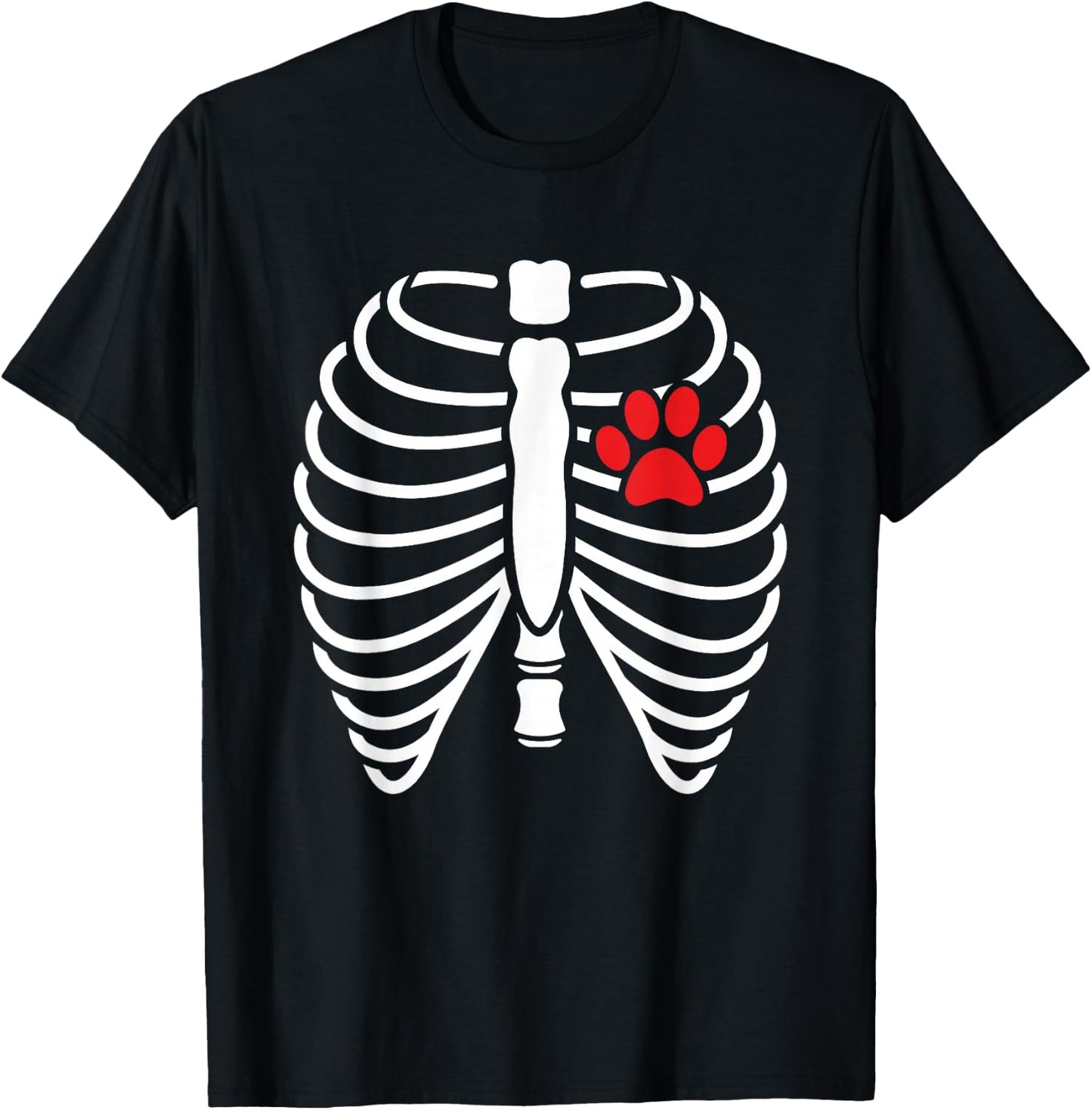 Funny Xray Halloween Costume Rib Cage Skeleton Dog Cat Paw Men Women Kids T-Shirt - T-Shirt | Black