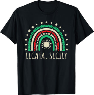 Licata Sicily, Italy Nice Rainbow Design T-Shirt - T-Shirt | Black