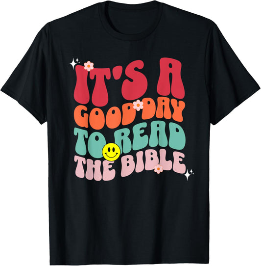 It's A Good Day To Read The Bible Retro Groovy 70s Christian T-Shirt - T-Shirt | Black