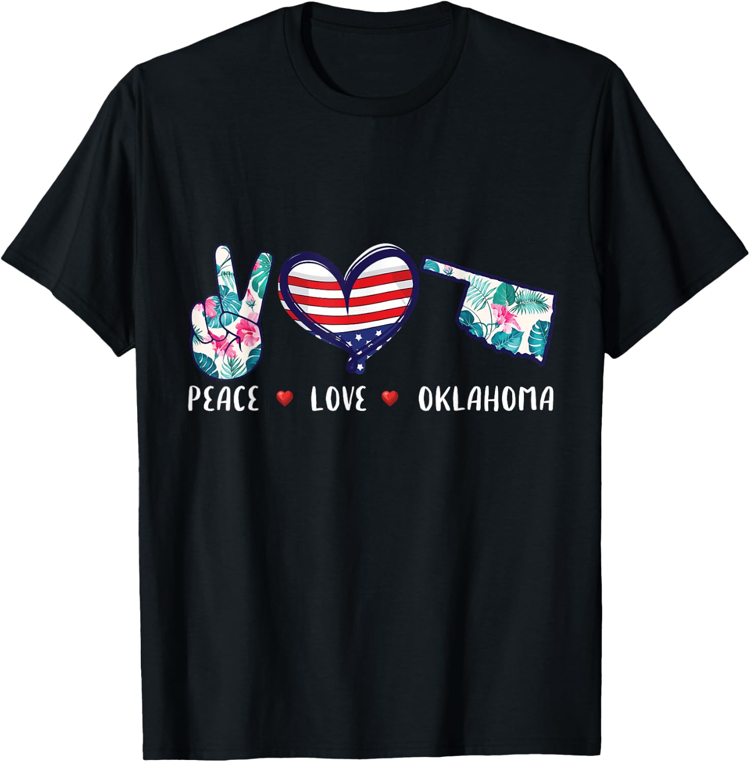 Peace love Oklahoma flag grown Souvenirs women kids T-Shirt - T-Shirt | Black