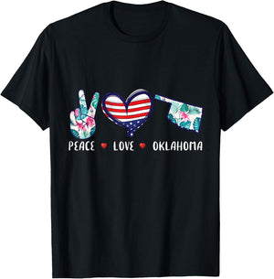 Peace love Oklahoma flag grown Souvenirs women kids T-Shirt - T-Shirt | Black