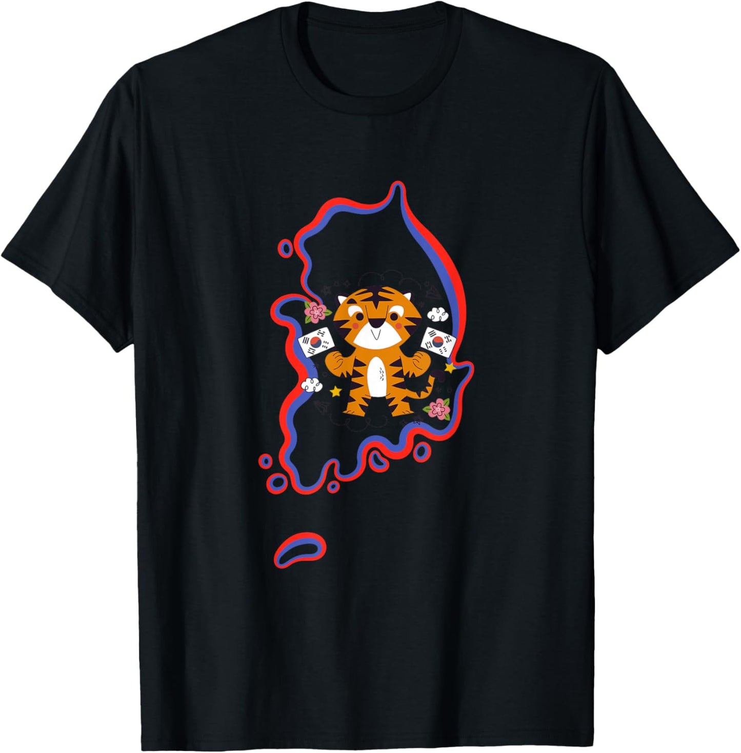 Korean tiger country flag South Korea year of the tiger T-Shirt - T-Shirt | Black