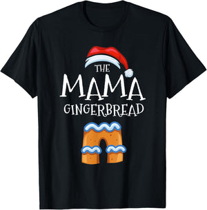 Mama Gingerbread Family Matching Group Christmas Pajama T-Shirt - T-Shirt | Black