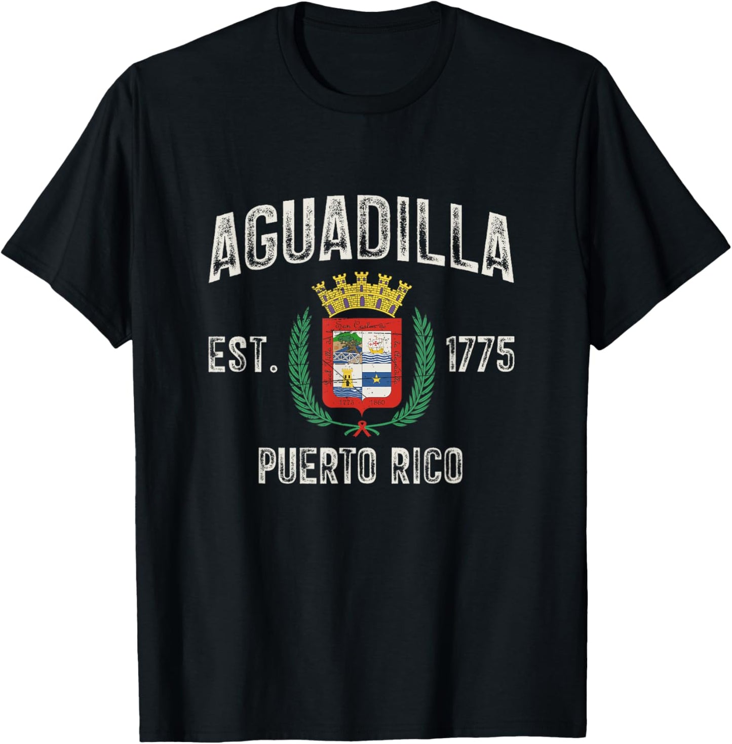 Aguadilla City In Puerto Rico Est 1775, Aguadilla Armorial T-Shirt - T-Shirt | Black