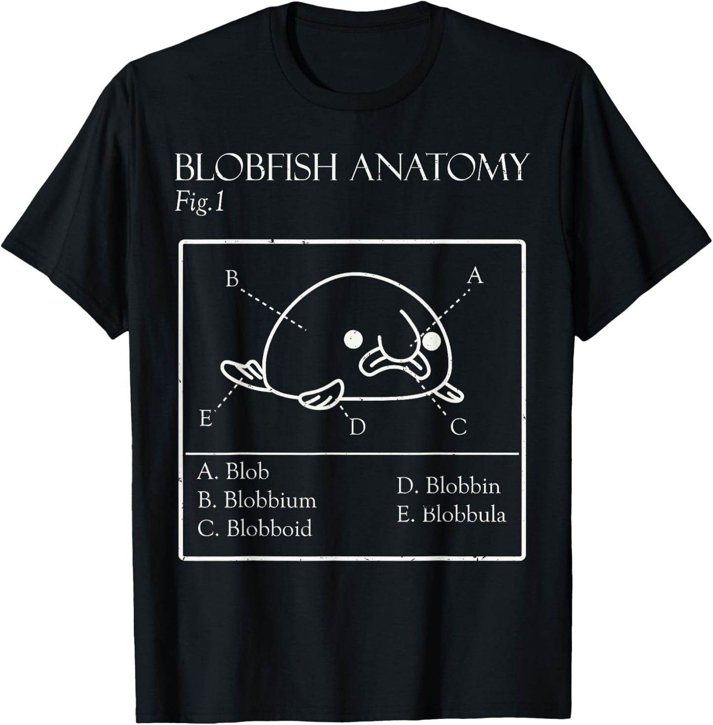 Blobby the Blobfish - Official (Blobatomy) T-Shirt - T-Shirt | Black
