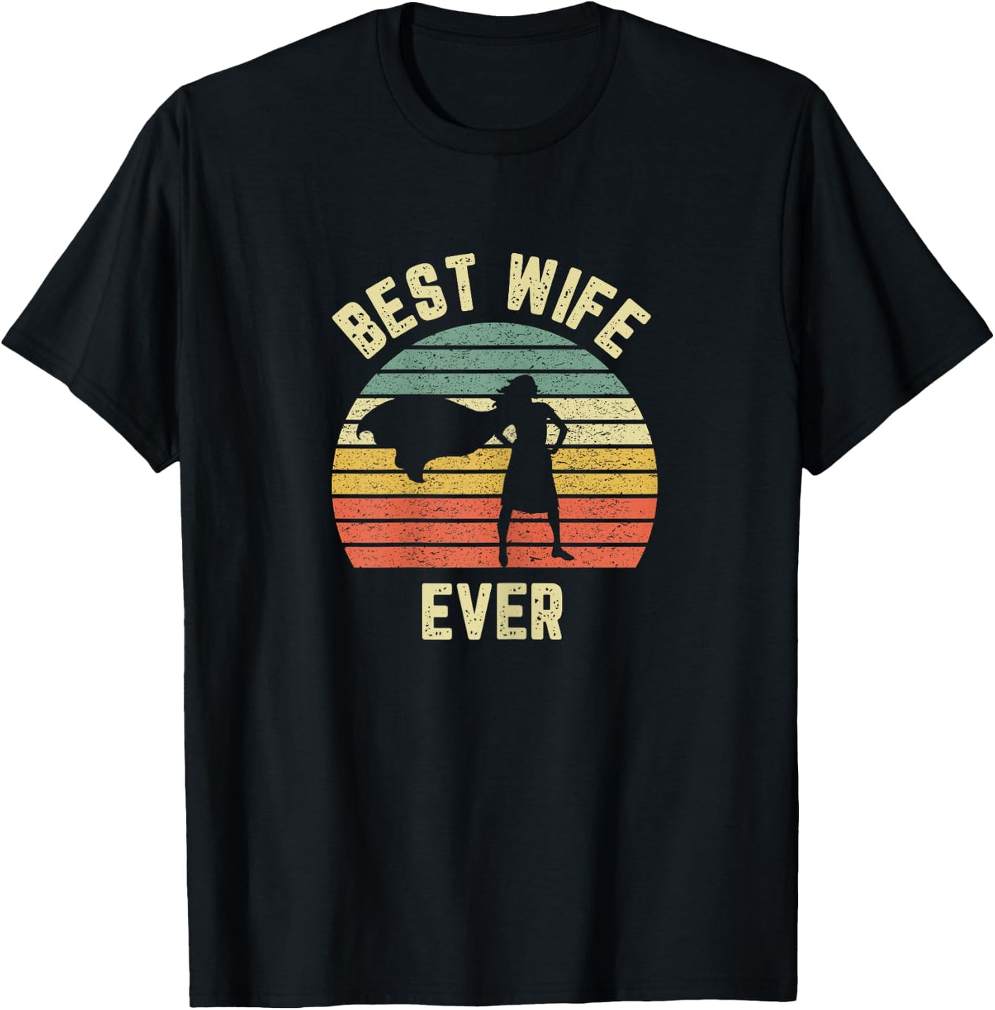 Vintage Best Wife Ever Holiday Gift Superhero Fun Graphic T-Shirt - T-Shirt | Black
