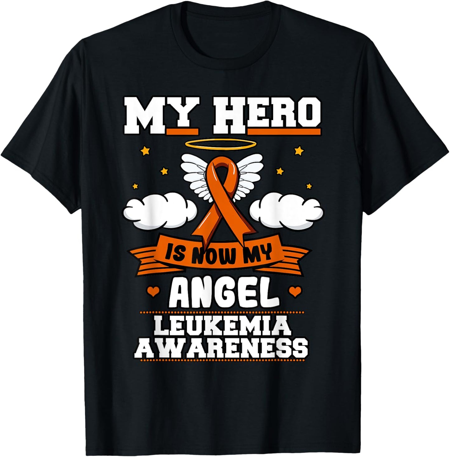 My Hero Is Now My Angel Leukemia Green Ribbon Clouds T-Shirt - T-Shirt | Black