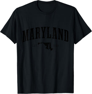 Maryland Vintage Pride State Map T-Shirt - T-Shirt | Black