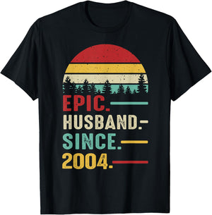 21st Wedding Anniversary Epic Husband Since 2004 T-Shirt - T-Shirt | Black