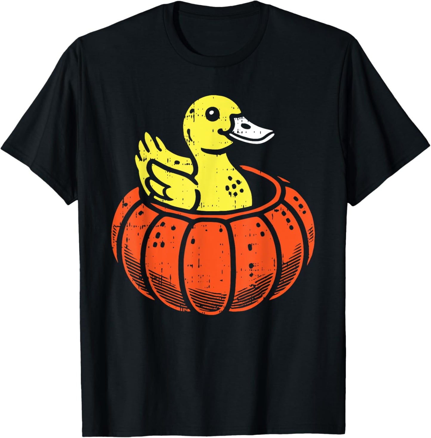 Duck Pumpkin Halloween Funny Animal Men Women Kids T-Shirt - T-Shirt | Black
