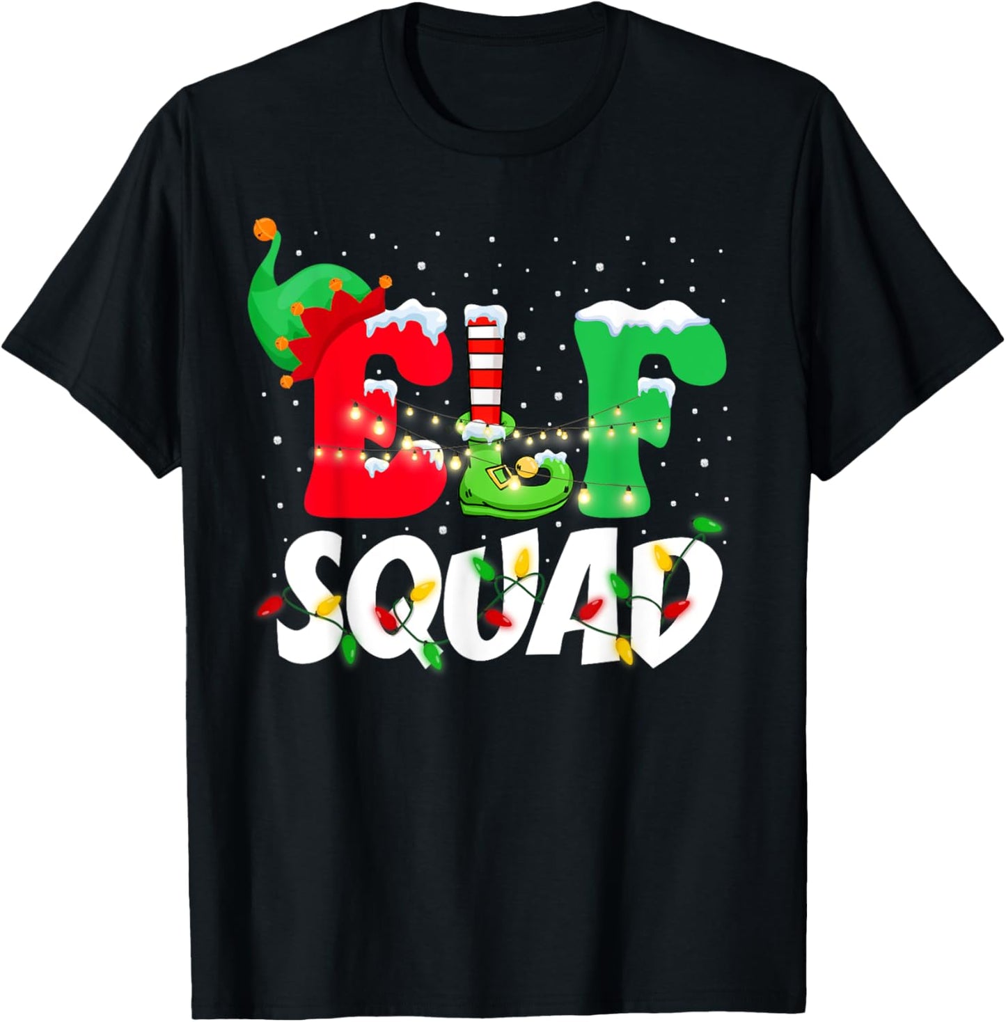 Elf Family Christmas Matching Pajamas XMas Shirt, Elf Squad T-Shirt - T-Shirt | Black