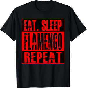 Flamengo Soccer - Camisa Eat Sleep Flamengo Repeat T-Shirt - T-Shirt | Black