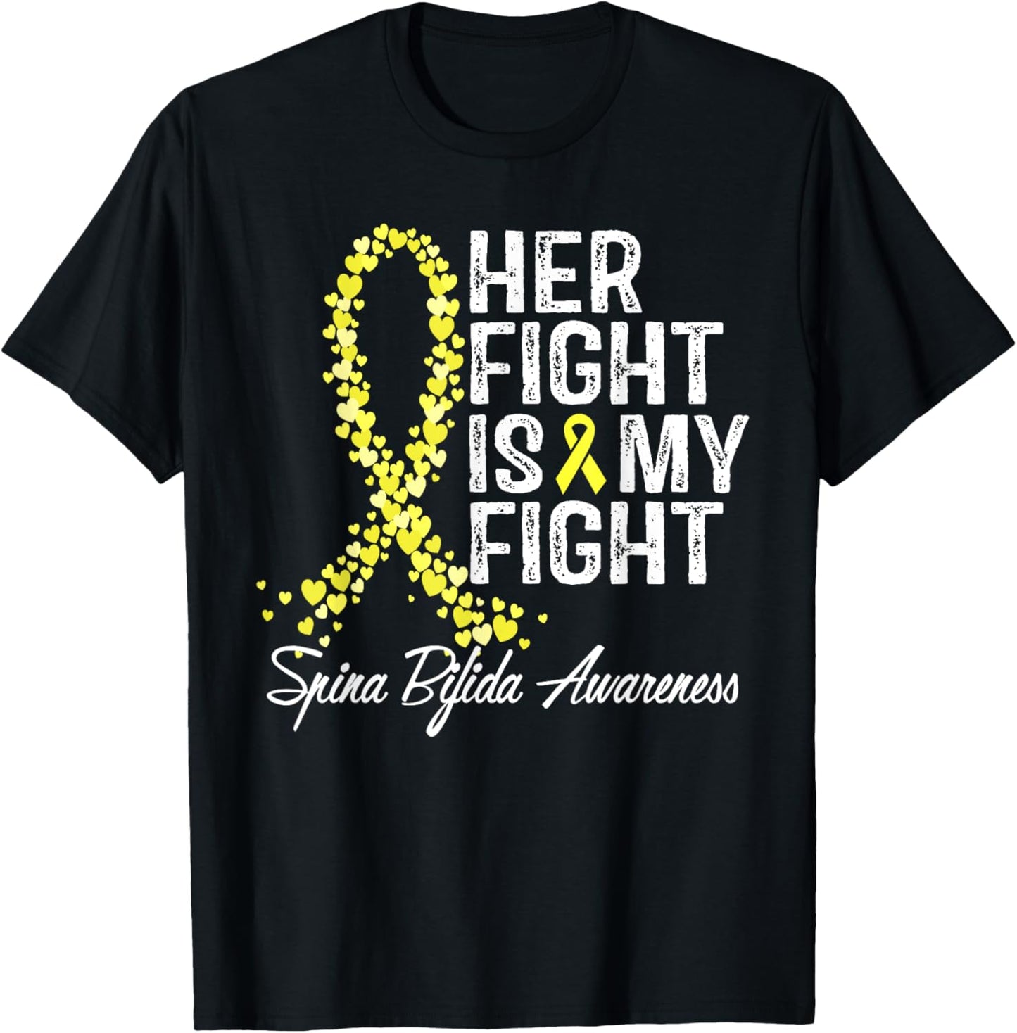 Spina Bifida Awareness Her Fight Is My Fight T-Shirt - T-Shirt | Black