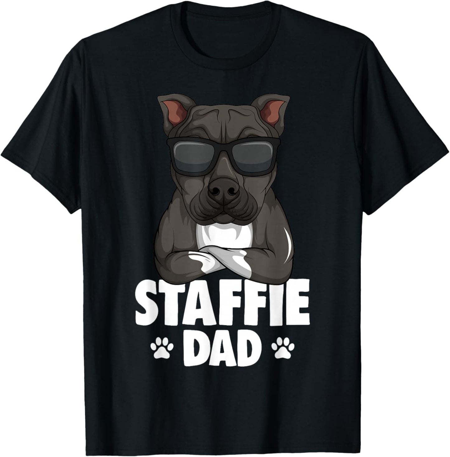 Staffordshire Bullterrier Staffie Dad Hunde T-Shirt - T-Shirt | Black
