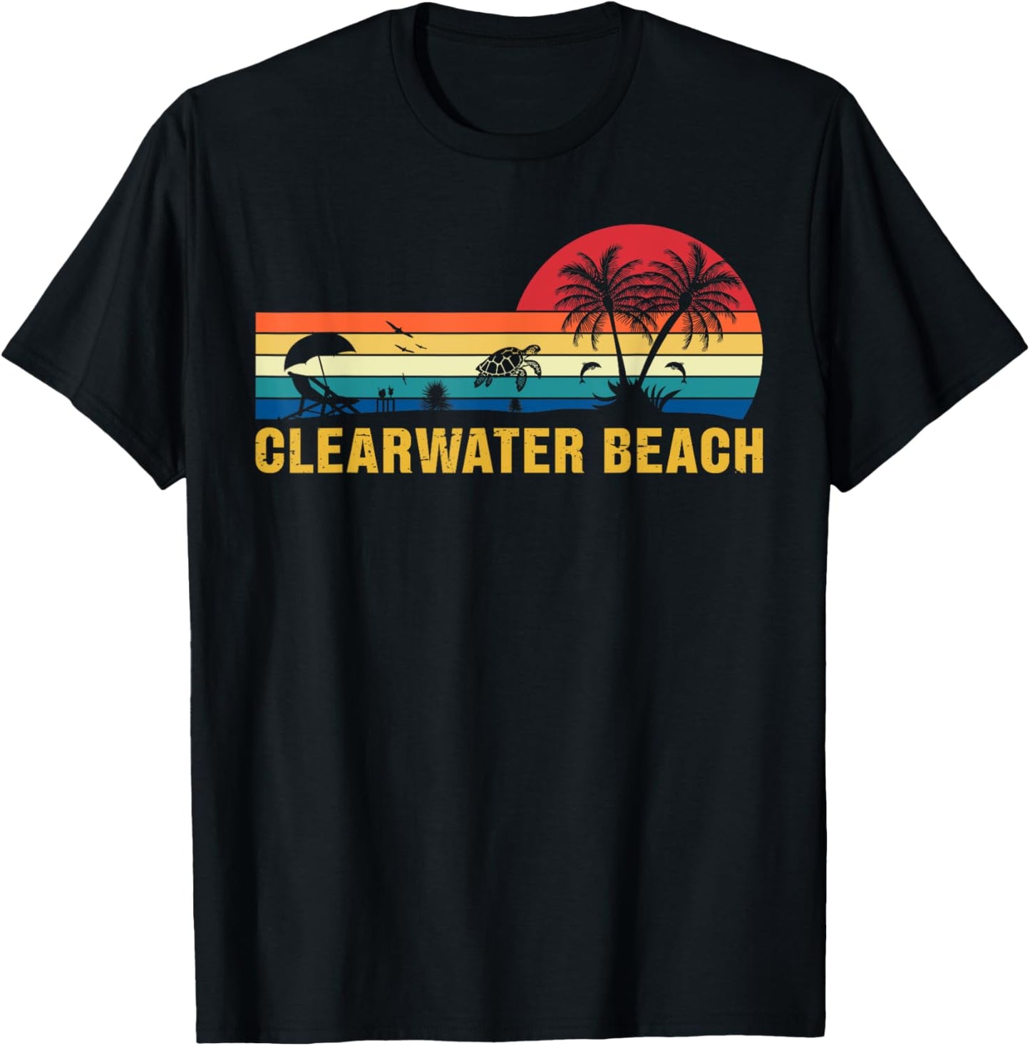Family Vacation Vintage Clearwater Beach Florida Sea Turtle T-Shirt - T-Shirt | Black