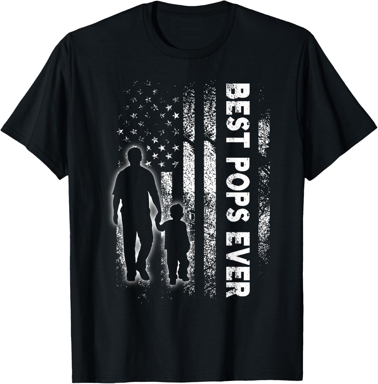 Best Pops Ever USA Flag Father's Day Grandpa Gift T-Shirt - T-Shirt | Black
