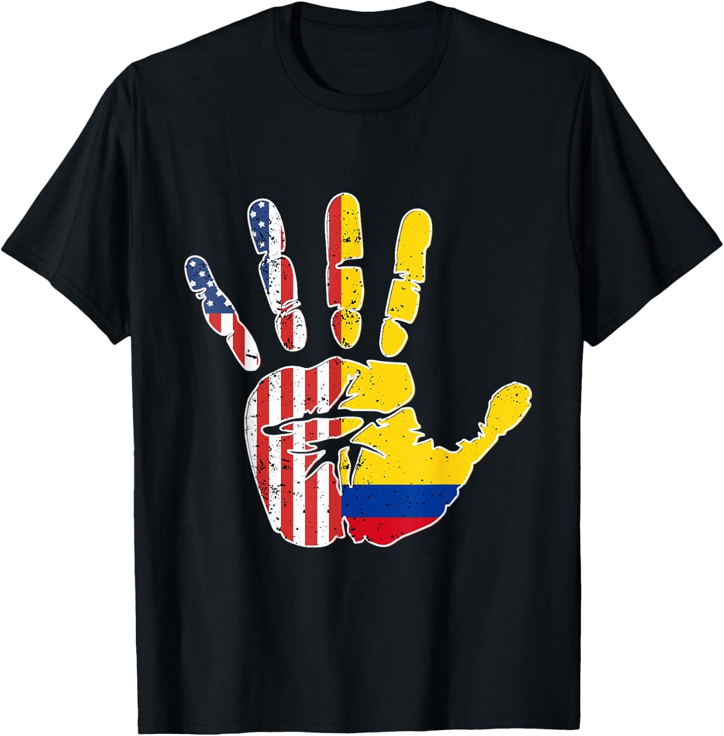 US Colombia Handprint Flag Proud Colombian American Heritage T-Shirt - T-Shirt | Black