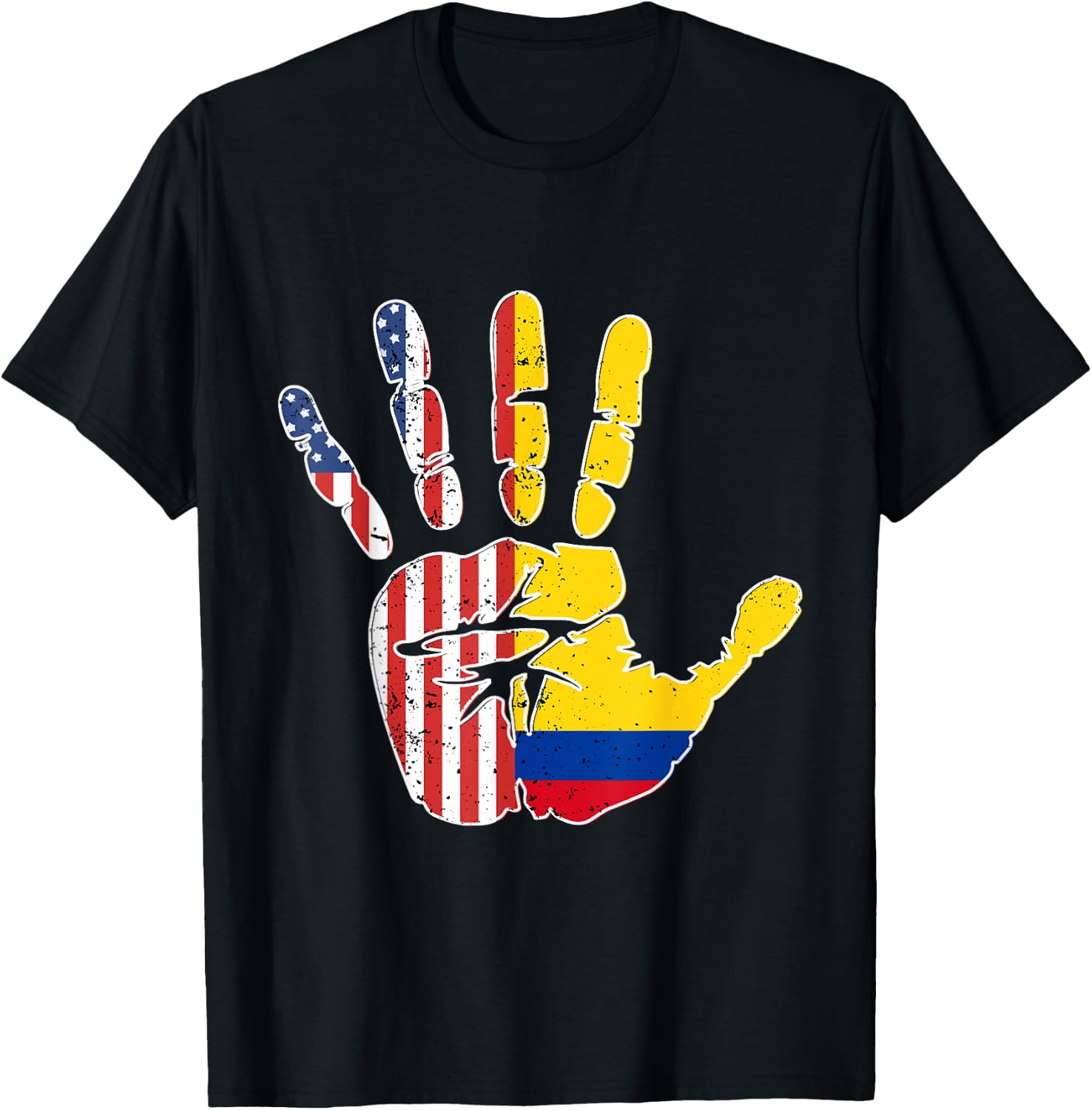 US Colombia Handprint Flag Proud Colombian American Heritage T-Shirt - T-Shirt | Black