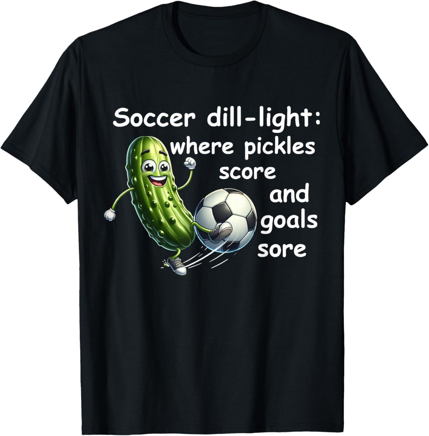 Funny dill pickle playing soccer T-Shirt - T-Shirt | Black
