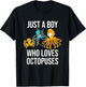 Just A Boy Who Loves Octopuses - Funny Octopus T-Shirt - T-Shirt | Black