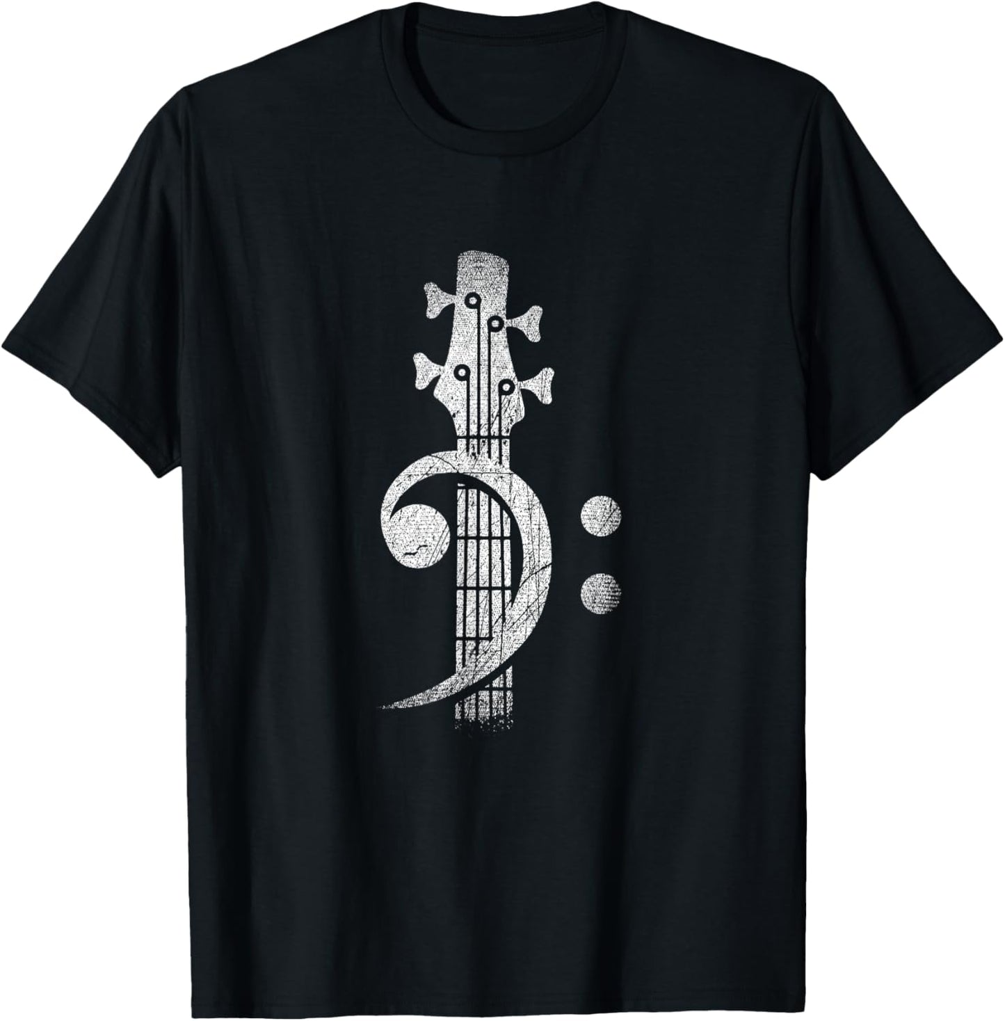 Bass Cleff Headstock Bass Guitar T-Shirt - T-Shirt | Black