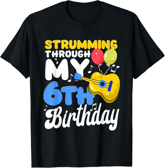 Musical Instrument Boys Girl Kids 6th Birthday Party T-Shirt - T-Shirt | Black