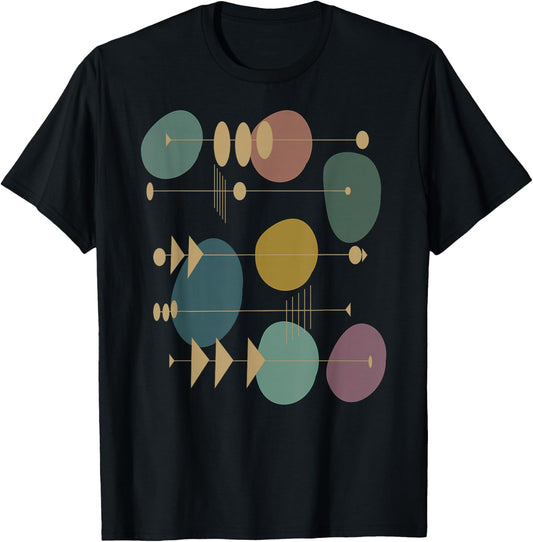 Mid Century Modern Abstract Atomic Art Artsy Artistic Swank T-Shirt - T-Shirt | Black