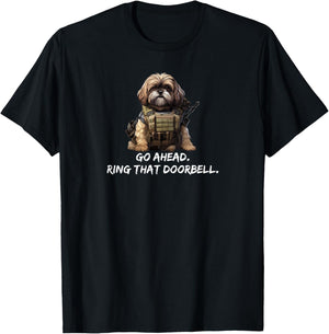 Funny Shih Tzu Dog Dad Shirt Ring That Doorbell Funny Dog T-Shirt - T-Shirt | Black
