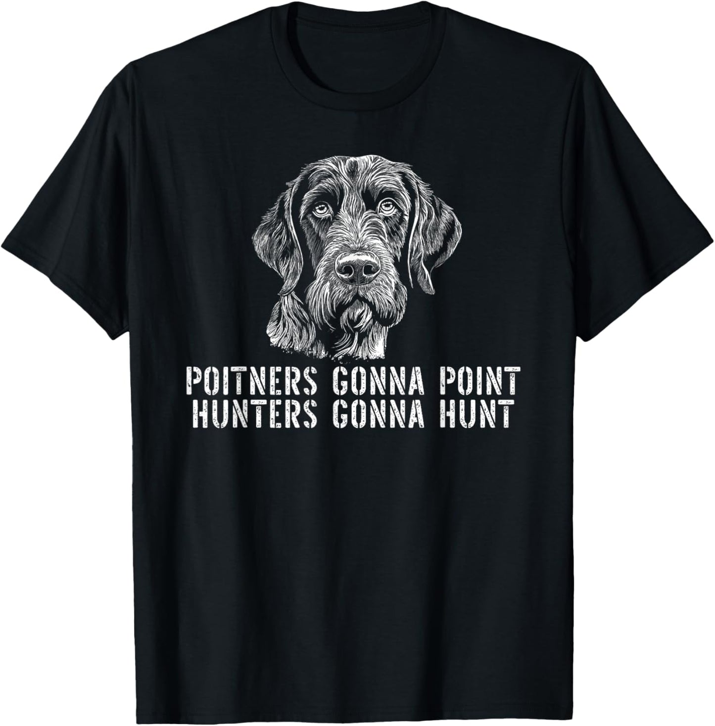 German Wirehaired Pointer hunting dog hunter dog head hunt T-Shirt - T-Shirt | Black