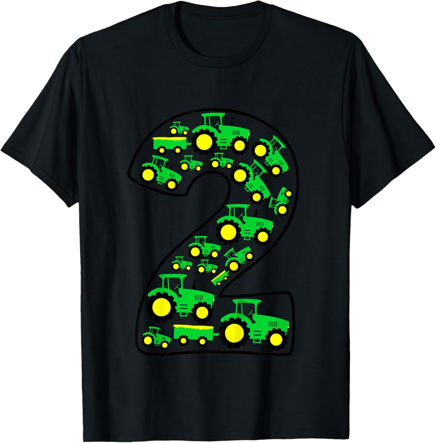 Kids Farm Tractor Boy 2nd Birthday 2 Year Old Toddler Birthday T-Shirt - T-Shirt | Black