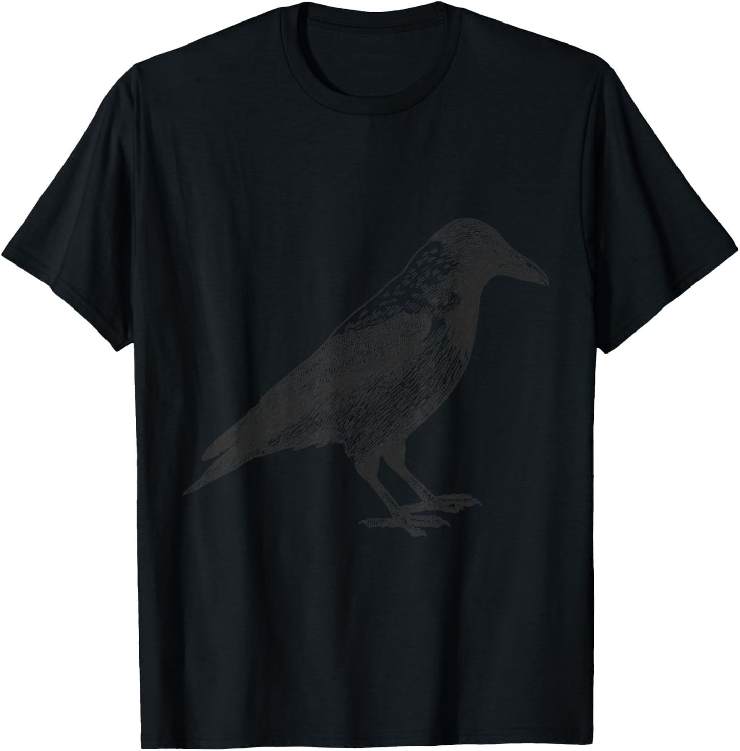 Beautiful Black Crow Raven Bird Illustration Vintage T-Shirt - T-Shirt | Black