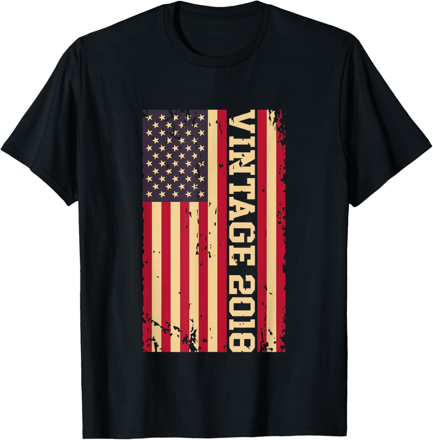 2018 Vintage 8th Birthday 8 Years Old American USA Flag T-Shirt - T-Shirt | Black