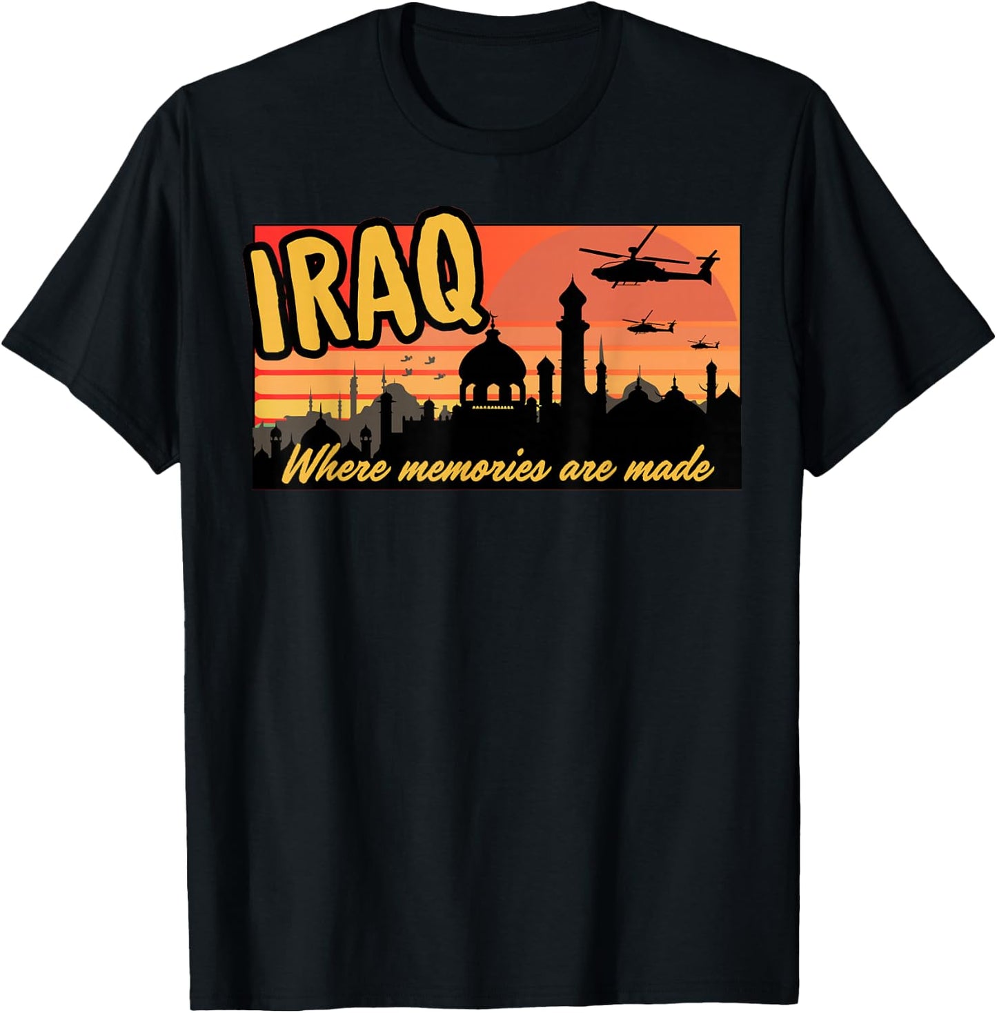 Iraq where memories are made, OIF , Military, tourist, retro T-Shirt - T-Shirt | Black