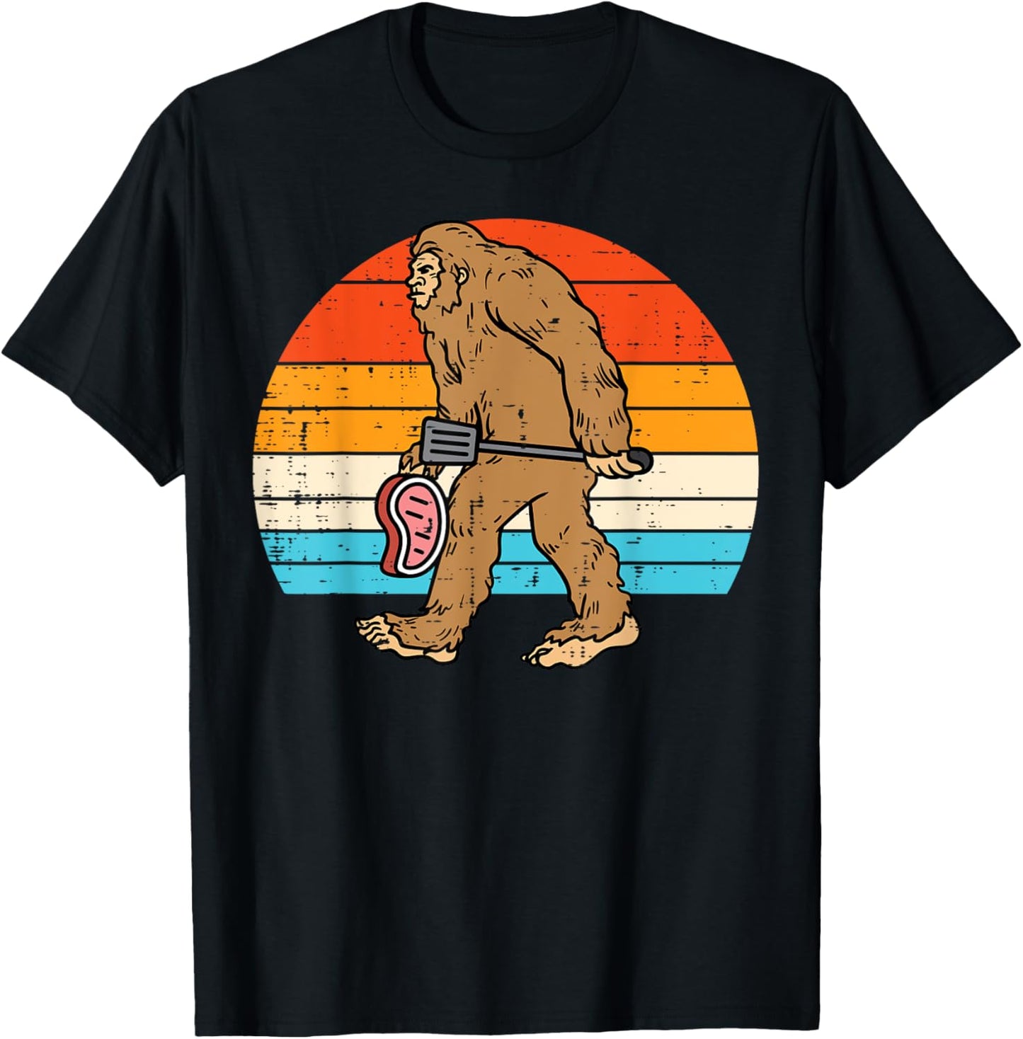 Bigfoot Sasquatch Bbq Retro Barbecue Grilling Men Women Kids T-Shirt - T-Shirt | Black