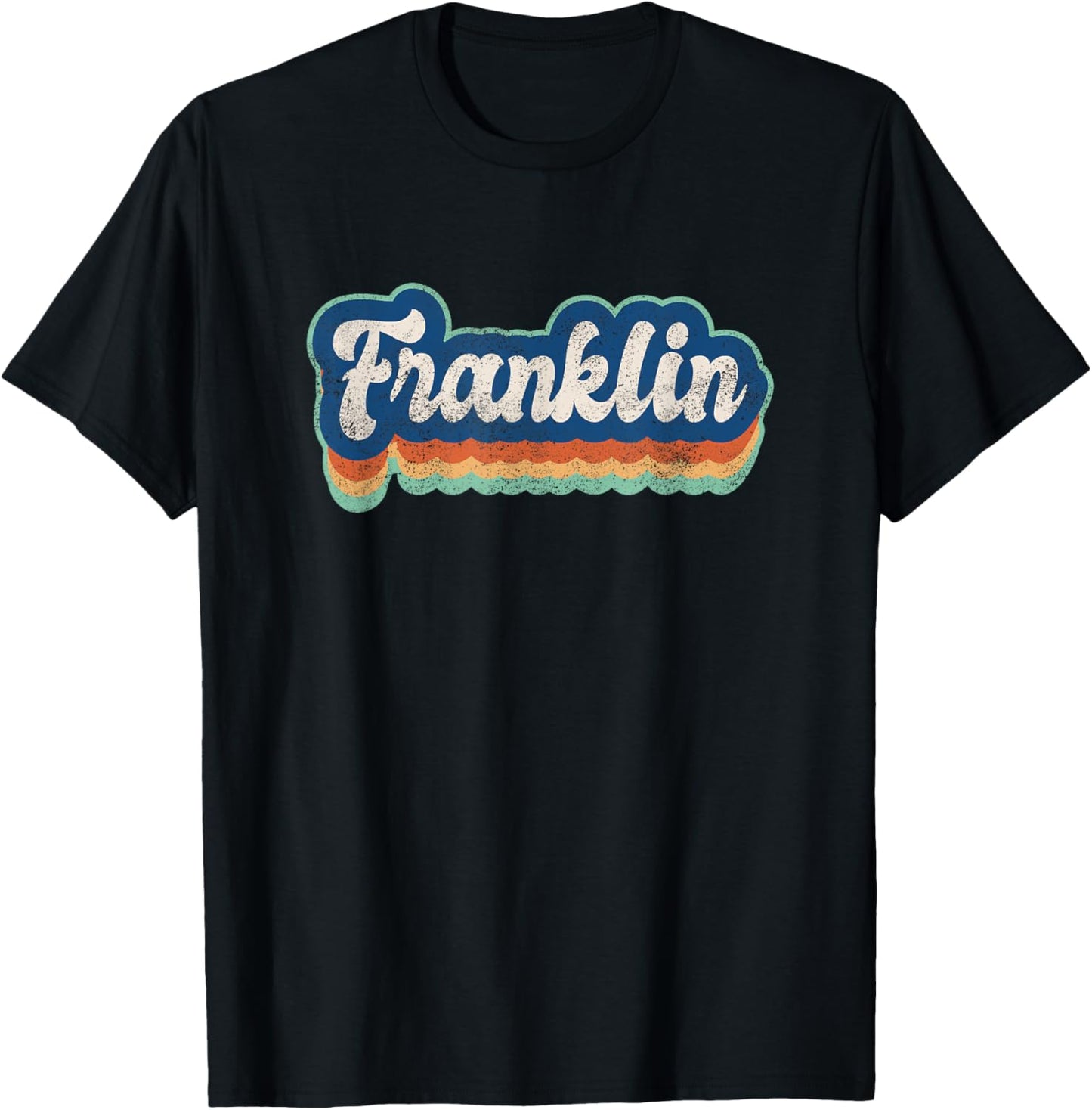 Franklin First Name Boy Vintage Style 70s 80s Personalized T-Shirt - T-Shirt | Black